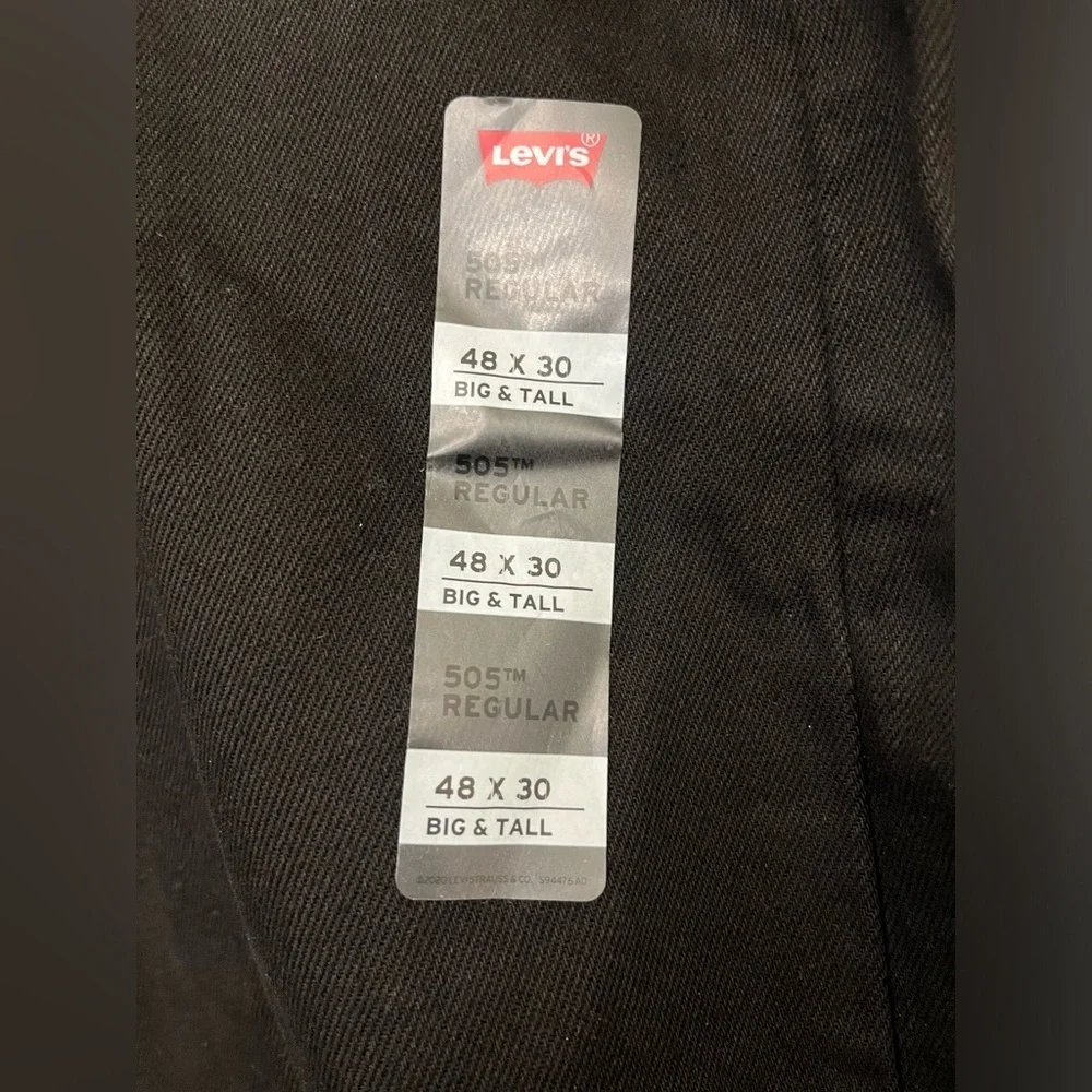 Levi's 505 Men's Jeans Regular Fit 48X30 Black Middle Wash Straight Leg Zip